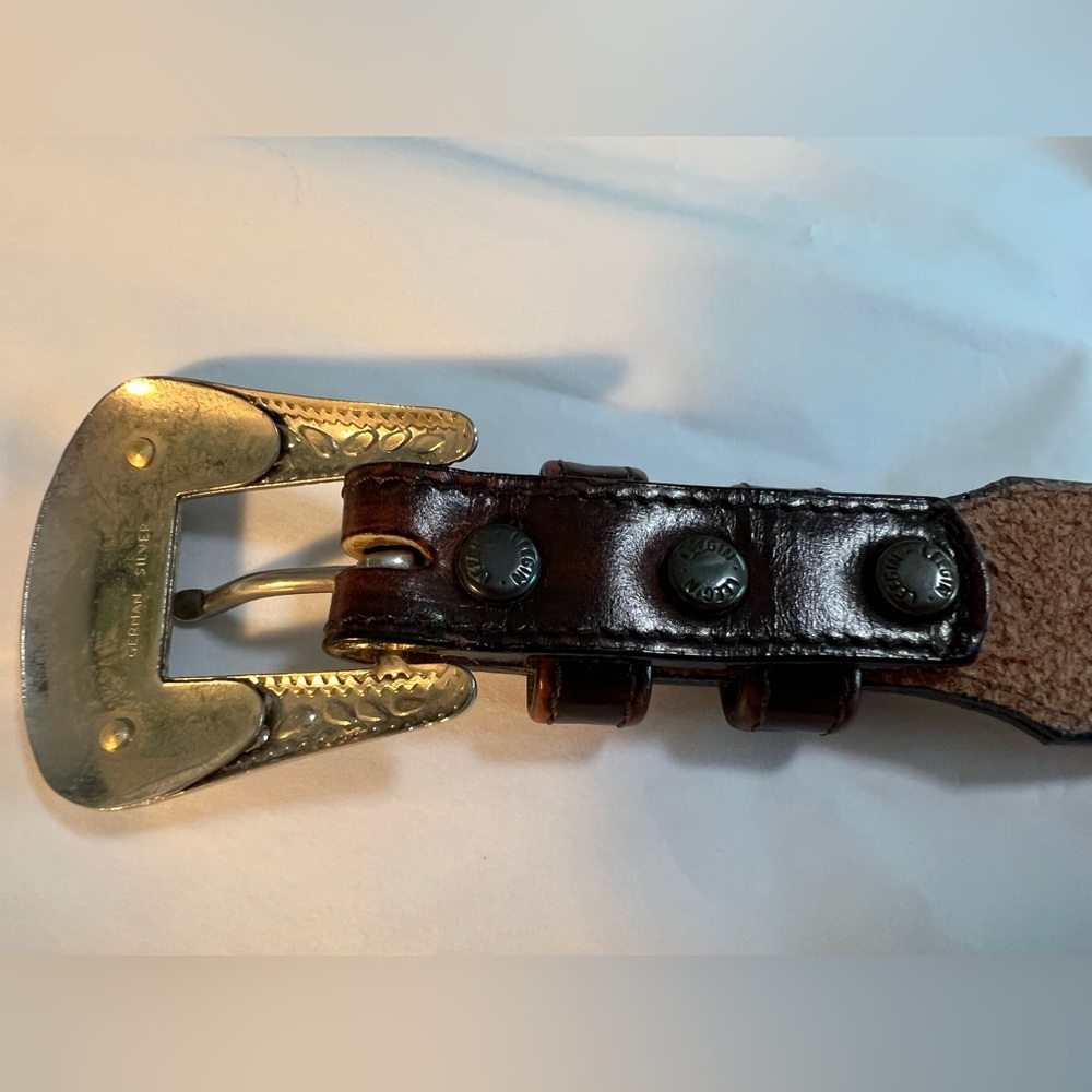 Vintage western leather belt silver buckle - Picture 4 of 9